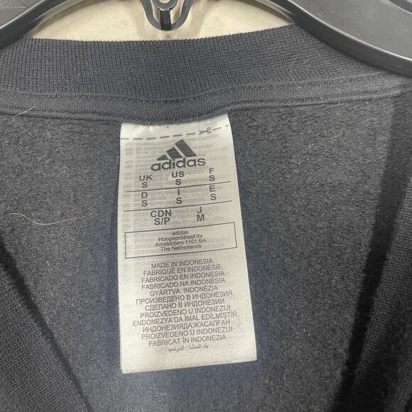 Adidas Mens Small Essentials French Terry Logo Sweatshirt Black Pullover Crew - Picture 4 of 8